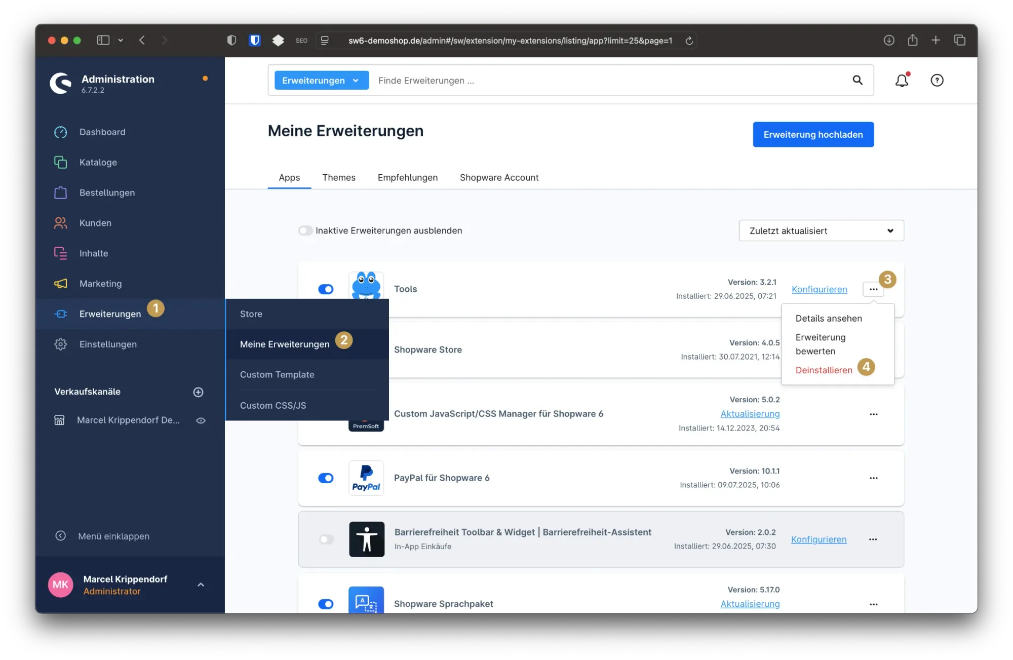 Hinweis: Unlizenzierte Erweiterung in der Installation!