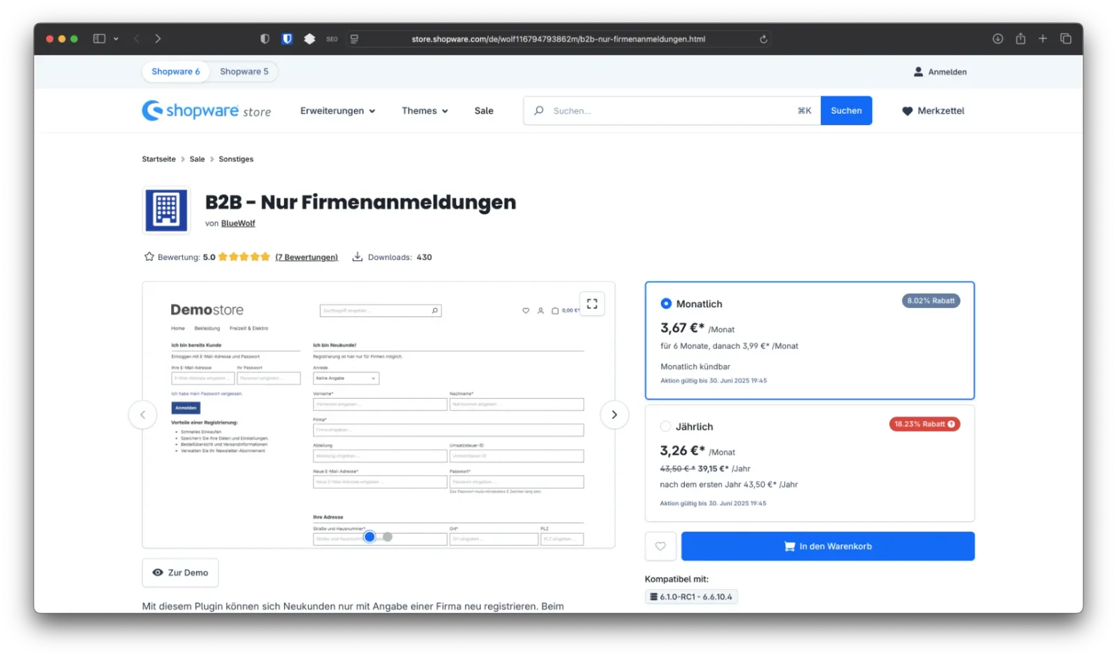 Nur Firmenanmeldungen (B2B) in Shopware 6 Post-Bild